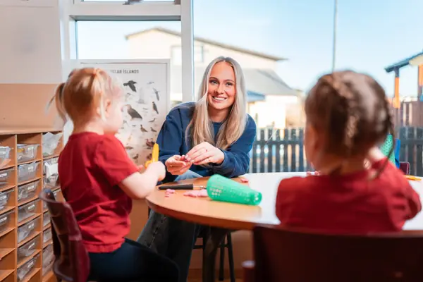A Gildi fund member working at a preschool